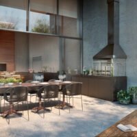 Siga Moema - Área de lazer: Perspectiva churrasqueira Siga Moema - Área de lazer: Perspectiva churrasqueira