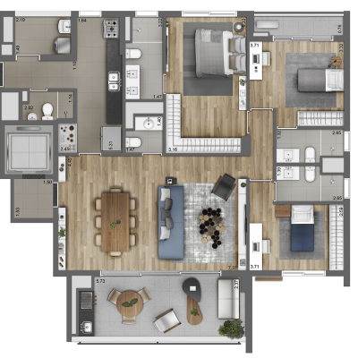 Siga Moema - Planta 146m² Siga Moema - Planta 146m²