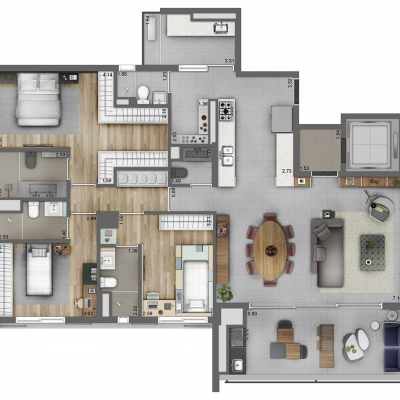 Siga Moema - Planta 149m² - Decorado Siga Moema - Planta 149m² - Decorado