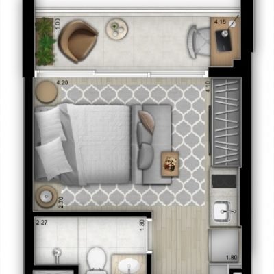 Vitrali Moema - Planta 25m² - Studio Vitrali Moema - Planta 25m² - Studio