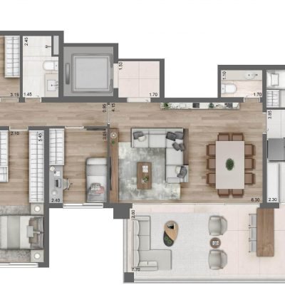 Glass Art By Yoo - Planta 157m² padrão 3 suites Glass Art By Yoo - Planta 157m² padrão 3 suites
