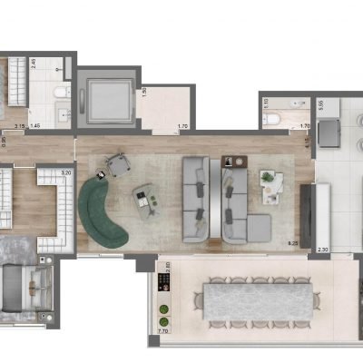 Glass Art By Yoo - Planta 157m² padrão 4 dormitórios Glass Art By Yoo - Planta 157m² padrão 4 dormitórios