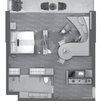W Residences São Paulo – Hotel - Planta 68m² 1 suíte W Residences São Paulo – Hotel - Planta 1 suite 68m