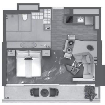 W Residences São Paulo – Hotel - Planta 55m² - Strudio W Residences São Paulo – Hotel - Planta 55m² - Strudio