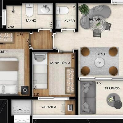 Inspire Ibirapuera - Planta 51m² 2 dormitórios Inspire Ibirapuera - Planta 51m² 2 dormitórios