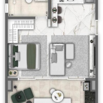 Cyrela For You - Planta Studio 38m² studio Cyrela For You - Planta Studio 38m² studio