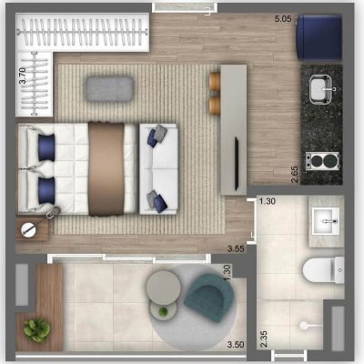 Cyrela For You - Planta 28m² Studio Cyrela For You - Planta 28m² Studio