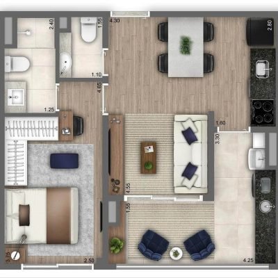 Cyrela For You - Planta 46m² 1 suite Cyrela For You - Planta 46m² 1 suite