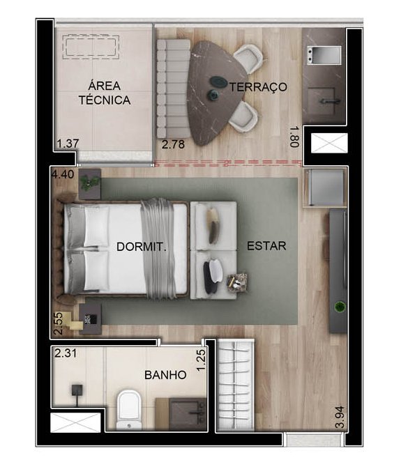 DSG Itaim → Apartamentos e Studios, 27 a 45m²