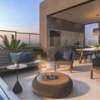 Cyrela Atmosfera Vila Mariana - Área de lazer: Perspectiva churrasqueira Cyrela Atmosfera Vila Mariana - Área de lazer: Perspectiva churrasqueira