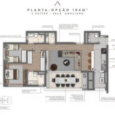 Cyrela Atmosfera - Plantas 104m² - 2 suítes Cyrela Atmosfera - Plantas 104m² - 2 suítes