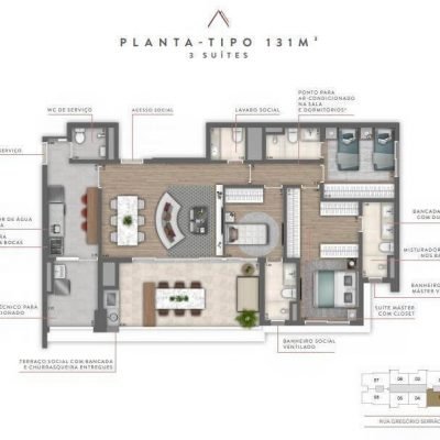 Cyrela Atmosfera - Plantas 131m² - 3 suítes Cyrela Atmosfera - Plantas 131m² - 3 suítes