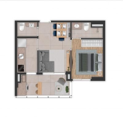 All Campo Belo - Planta 38m² - 1 suíte All Campo Belo - Planta 38m² - 1 suíte