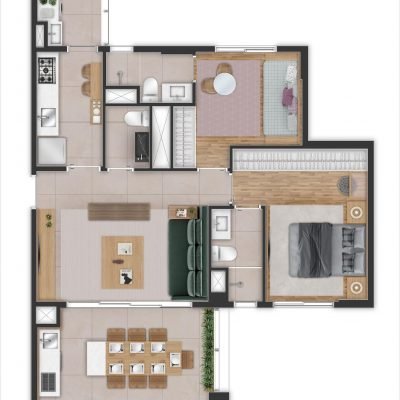 All Campo Belo - Planta 73m² - 2 suítes All Campo Belo - Planta 73m² - 2 suítes