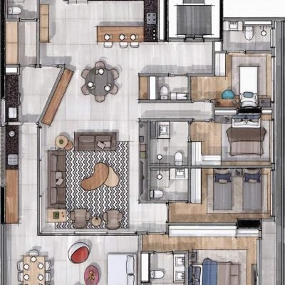 O Parque - Pétala e Folha - Planta 207m² - 4 suítes O Parque - Pétala e Folha - Planta 207m² - 4 suítes