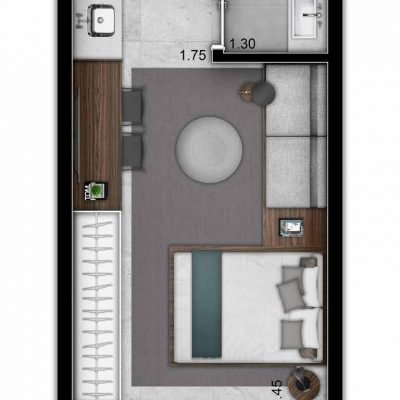 Trends Brooklin - Planta 33m² - Studio Trends Brooklin - Planta 33m² - Studio
