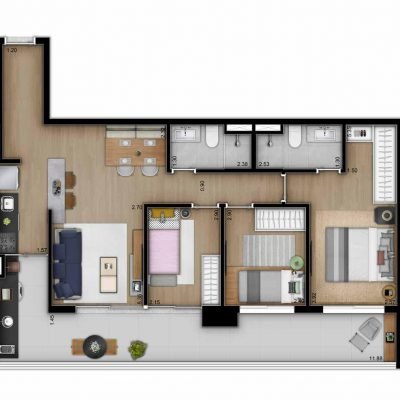 Trends Brooklin - Planta 91m² - 3 dormitórios Trends Brooklin - Planta 91m² - 3 dormitórios