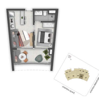 Window Moema Planta 37m² 1 dormitório Window Moema Planta 37m² 1 dormitório