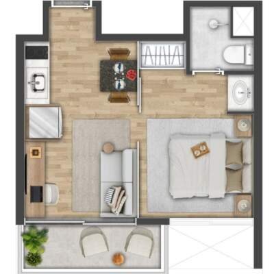 Connect Butantã - Planta 38m - 1 dormitórios Connect Butantã - Planta 38m - 1 dormitórios
