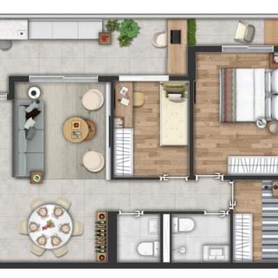 Connect Butantã - Planta 84m - 3 dormitórios Connect Butantã - Planta 84m - 3 dormitórios