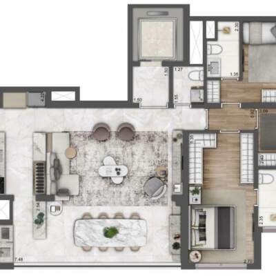 Lumiere Klabin - Lavvi - Residences - Planta 123m² - 3 Suítes Ampliado Lumiere Klabin - Lavvi - Residences - Planta 123m² - 3 Suítes Ampliado