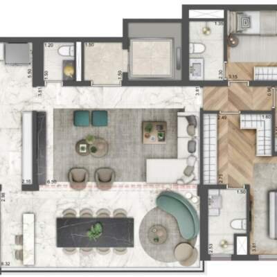 Lumiere Klabin - Lavvi - Residences - Planta 144m² - 3 Suítes Lumiere Klabin - Lavvi - Residences - Planta 144m² - 3 Suítes