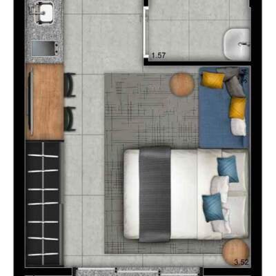 B Side Faria Lima by You - Planta 24m² - Studio B Side Faria Lima by You - Planta 24m² - Studio
