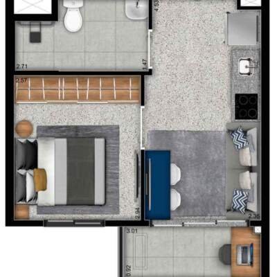 B Side Faria Lima by You - Planta 29m² - 1 Dormitório B Side Faria Lima by You - Planta 29m² - 1 Dormitório'