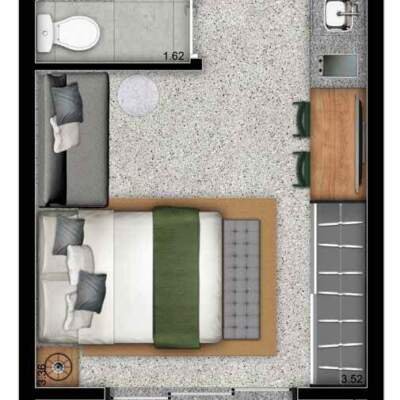 B Side Faria Lima by You - Planta 24m² - Studio B Side Faria Lima by You - Planta 24m² - Studio