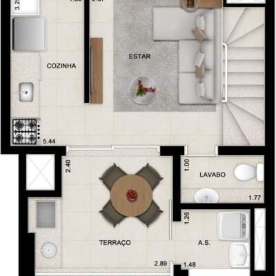 Gabell Jardins - Planta 62m² Duplex - 1 Dormitorio Inferior Gabell Jardins - Planta 62m² Duplex - 1 Dormitorio Inferior