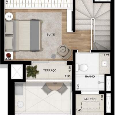 Gabell Jardins - Planta 62m² Duplex - 1 Dormitorio Superior Gabell Jardins - Planta 62m² Duplex - 1 Dormitorio Superior