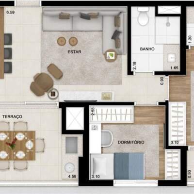 Gabell Jardins - Planta 71m - 2 Dormitorios Suite Ampliada Gabell Jardins - Planta 71m - 2 Dormitorios Suite Ampliada