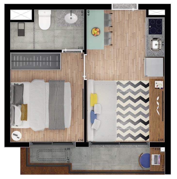 OY Campo Belo by You - Studio a 1 Dormitórios - 24 a 35m² - Muvon