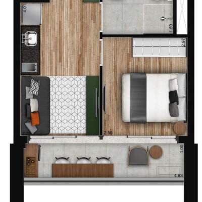 Versa Brooklin by You - Studios -  Planta 32m² - 1 Dormitório Versa Brooklin by You - Studios - Planta 32m² - 1 Dormitório