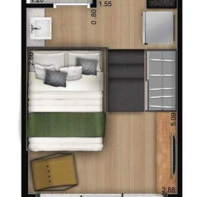 Versa Brooklin by You -  Planta 20m² - Studio Versa Brooklin by You - Planta 20m² - Studio