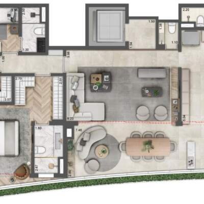 Villa Milano Lifestyle by Versace Home - Residences - Planta 150m² - 3 Suítes Villa Milano Lifestyle by Versace Home - Residences - Planta 150m² - 3 Suítes