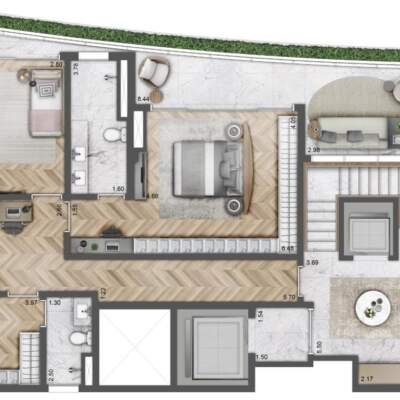 Villa Milano Lifestyle by Versace Home - Residences - Planta 291m² - 3 Suítes - Duplex - Inferior Villa Milano Lifestyle by Versace Home - Residences - Planta 291m² - 3 Suítes - Duplex - Inferior