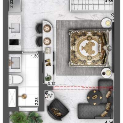 Villa Milano Lifestyle by Versace Home - Studios - Planta 28m² Villa Milano Lifestyle by Versace Home - Studios - Planta 28m²