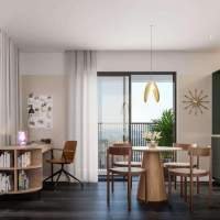 AD330 Alto da Boa Vista - Perspectiva living e cozinha de 45m² AD330 Alto da Boa Vista - Perspectiva living e cozinha de 45m²