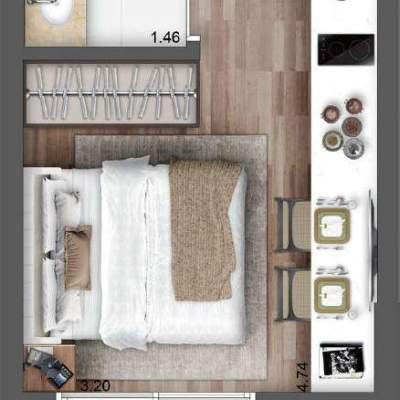 AD330 Alto da Boa Vista - Planta 21m², Studio AD330 Alto da Boa Vista - Planta 21m², Studio