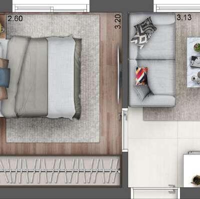 AD330 Alto da Boa Vista - Planta 27m², 1 Suíte AD330 Alto da Boa Vista - Planta 27m², 1 Suíte