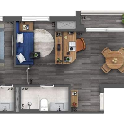 AD330 Alto da Boa Vista - Planta 45m², 1 Suíte AD330 Alto da Boa Vista - Planta 45m², 1 Suíte