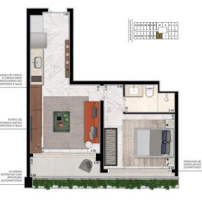 Cyrela For You Moema - Planta 43m² 1 Suite Cyrela For You Moema - Planta 43m² 1 Suite