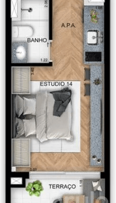 Harmonia Da Vila Studio - Planta 23m² Harmonia Da Vila Studio - Planta 23m²