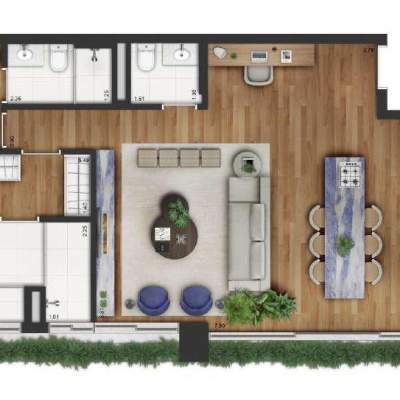 Invert Campo Belo - Planta 105m², 2 Suítes, Tipo A Torre B (Decorado) Invert Campo Belo - Planta 105m², 2 Suítes, Tipo A Torre B (Decorado)