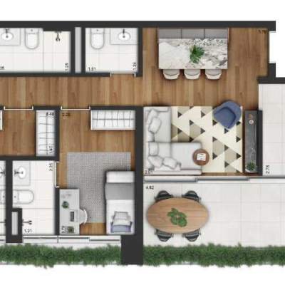 Invert Campo Belo - Planta 105m², 3 Suítes, Tipo A Torre B Invert Campo Belo - Planta 105m², 3 Suítes, Tipo A Torre B