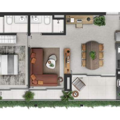 Invert Campo Belo - Planta 63m², 1 Dormitório Tipo B Torre A Invert Campo Belo - Planta 63m², 1 Dormitório Tipo B Torre A