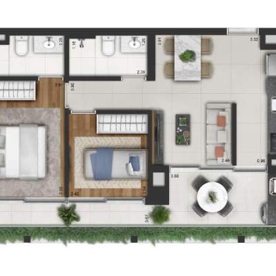 Invert Campo Belo - Planta 63m², 2 Dormitórios Tipo C Torre A Invert Campo Belo - Planta 63m², 2 Dormitórios Tipo C Torre A