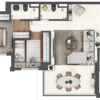 Lavvi Wonder Ipiranga Residences - Planta 75m² 2 Dormitorios Lavvi Wonder Ipiranga Residences - Planta 75m² 2 Dormitorios