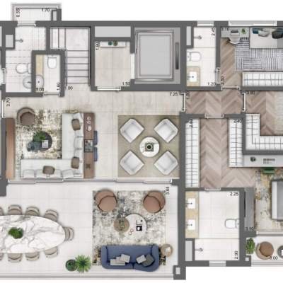 Legacy Campo Belo - Planta Duplex Inferior 330m², 4 Suítes, opção com Lavanderia Legacy Campo Belo - Planta Duplex Inferior 330m², 4 Suítes, opção com Lavanderia